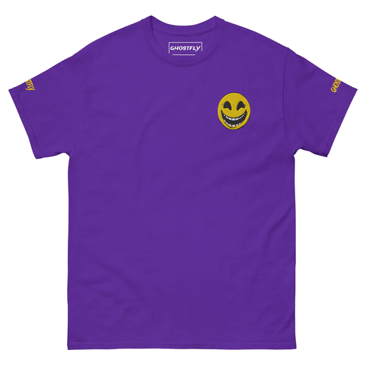 Smiley Guy - Purple Embroidered + Print Tee
